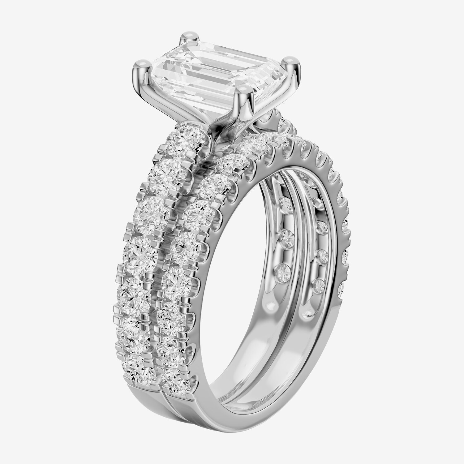 F / Vs2) Womens CT. T.W. Lab Grown White Diamond 14K Gold Side Stone Engagement Ring