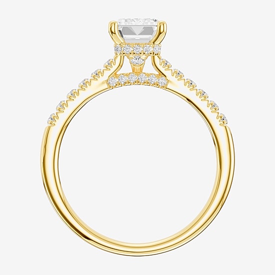 (G / Vs1-Vs2) Womens 2 CT. T.W. Lab Grown White Diamond 14K Gold Side Stone Engagement Ring