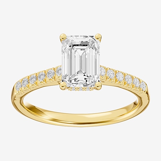 (G / Vs1-Vs2) Womens 2 CT. T.W. Lab Grown White Diamond 14K Gold Side Stone Engagement Ring