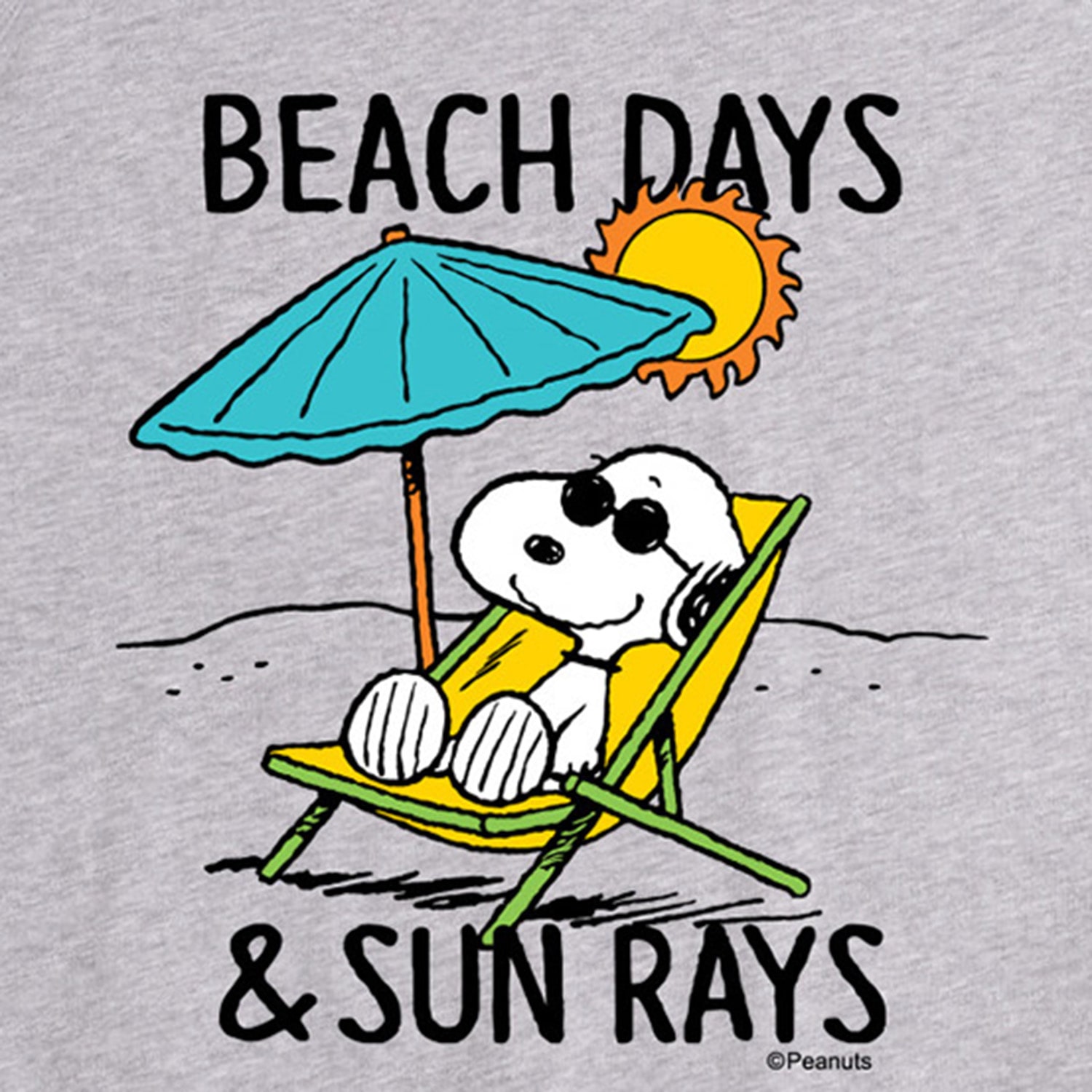 Beach Days Sun Rays Mens Crew Neck Sleeveless Regular Fit Peanuts Graphic T-Shirt