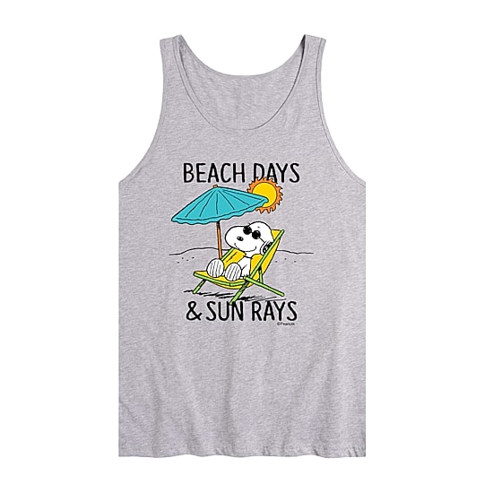Beach Days Sun Rays Mens Crew Neck Sleeveless Regular Fit Peanuts Graphic T-Shirt