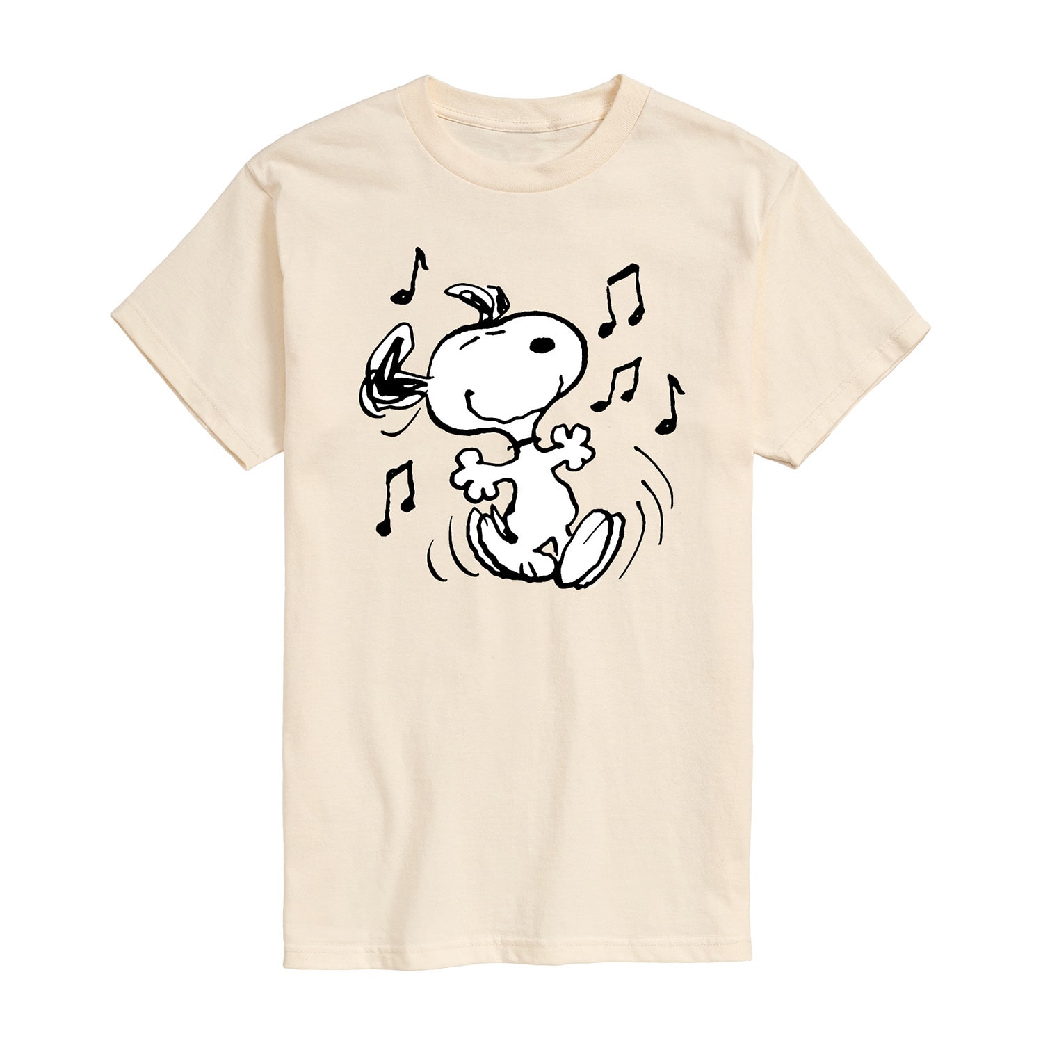Dancing Mens Crew Neck Short Sleeve Regular Fit Peanuts Snoopy Graphic T-Shirt