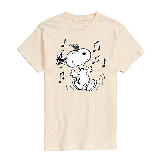 Dancing Mens Crew Neck Short Sleeve Regular Fit Peanuts Snoopy Graphic T-Shirt