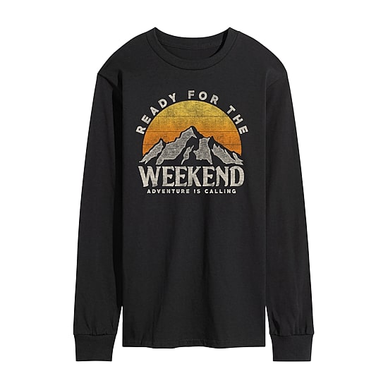 Ready For The Weekend Distressed Mens Crew Neck Long Sleeve Regular Fit Graphic T-Shirt
