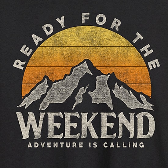 Ready For The Weekend Distressed Mens Crew Neck Long Sleeve Regular Fit Graphic T-Shirt