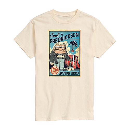 Carl Action Hero Mens Crew Neck Short Sleeve Regular Fit Graphic T-Shirt, X-large, Beige