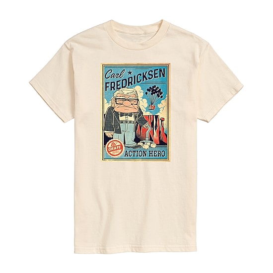 Carl Action Hero Mens Crew Neck Short Sleeve Regular Fit Graphic T-Shirt