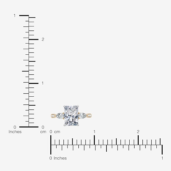 Love Lives Forever (F-G / Vs2-Si1) Womens 2 1/2 CT. T.W. Lab Grown White Diamond 10K Gold Rectangular Side Stone 3-Stone Engagement Ring