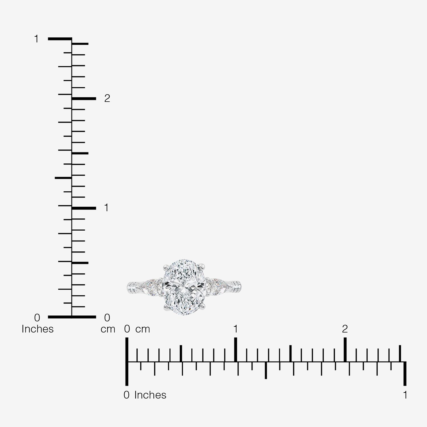 Signature By Modern Bride (F-G / Vs2-Si1) Womens 2 1/2 CT. T.W. Lab Grown White Diamond 10K Gold Oval Side Stone 3-Stone Engagement Ring