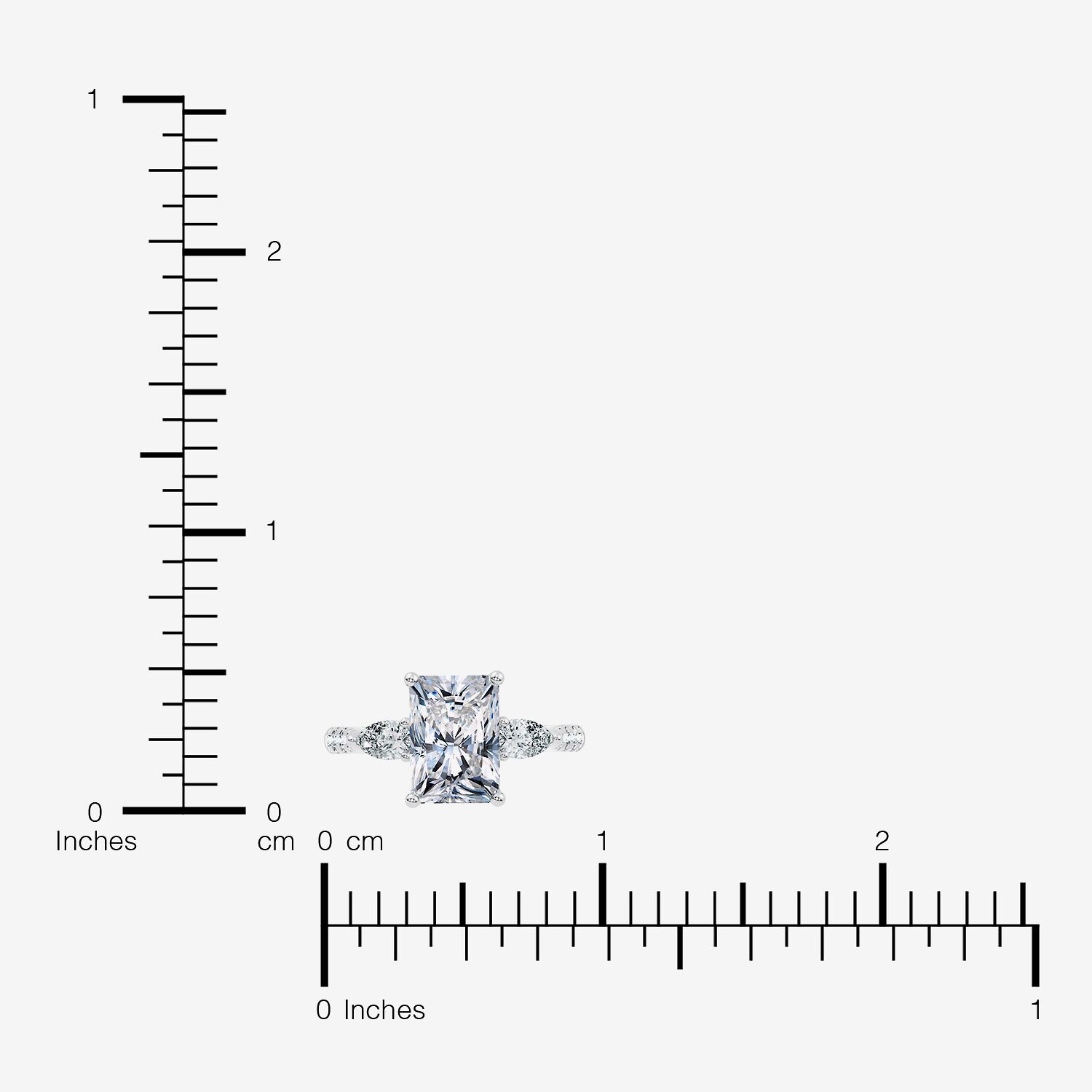 Signature By Modern Bride (F-G / Vs2-Si1) Womens 2 1/2 CT. T.W. Lab Grown White Diamond 10K Gold Rectangular Side Stone 3-Stone Engagement Ring