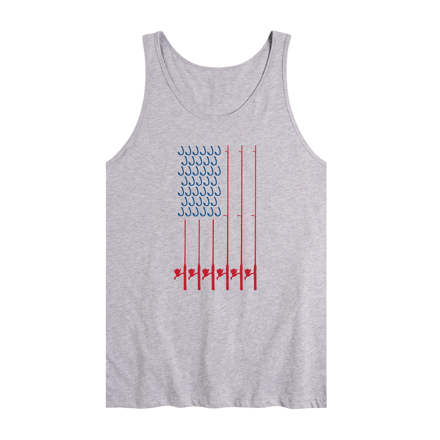 Fishing Pole Usa Flag Mens Crew Neck Sleeveless Regular Fit Graphic T-Shirt