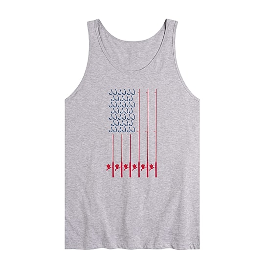 Fishing Pole Usa Flag Mens Crew Neck Sleeveless Flag Regular Fit Graphic T-Shirt