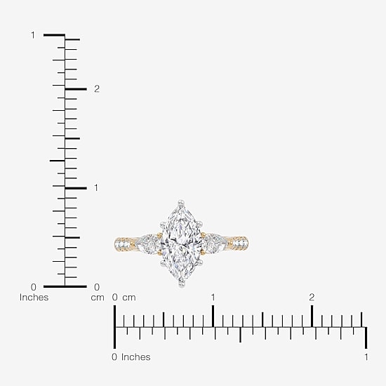 Love Lives Forever (F-G / Vs2-Si1) Womens 2 1/2 CT. T.W. Lab Grown White Diamond 10K Gold Marquise Side Stone 3-Stone Engagement Ring