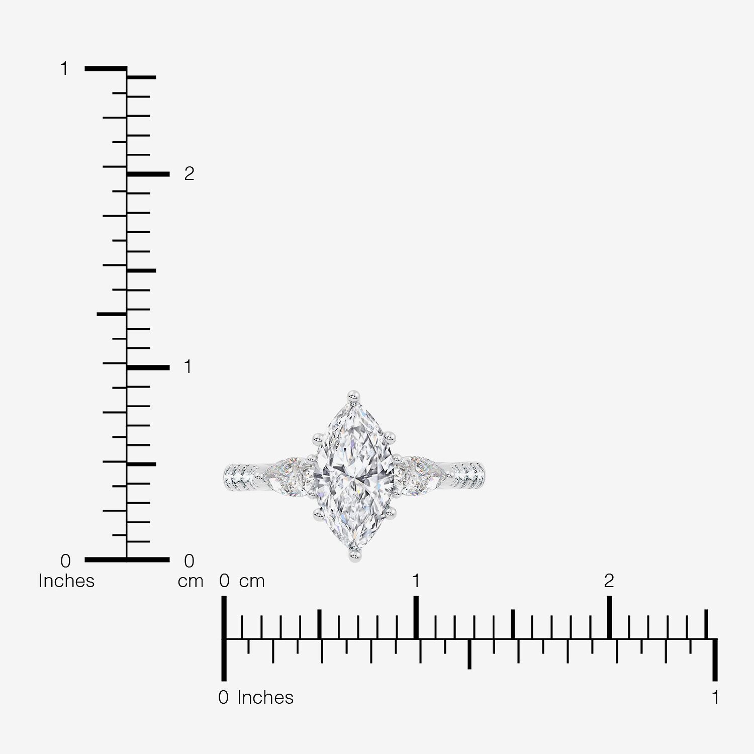 Signature By Modern Bride (F-G / Vs2-Si1) Womens 2 1/2 CT. T.W. Lab Grown White Diamond 10K Gold Marquise Side Stone 3-Stone Engagement Ring