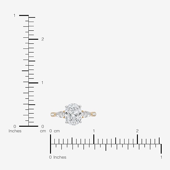 Love Lives Forever (F-G / Vs2-Si1) Womens 2 1/2 CT. T.W. Lab Grown White Diamond 10K Gold Oval Side Stone 3-Stone Engagement Ring
