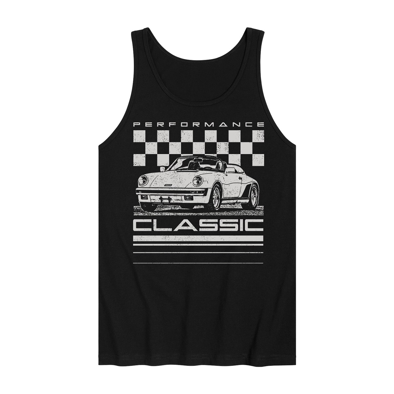 Performance Classic Car Distressed Mens Crew Neck Sleeveless Regular Fit Graphic T-Shirt
