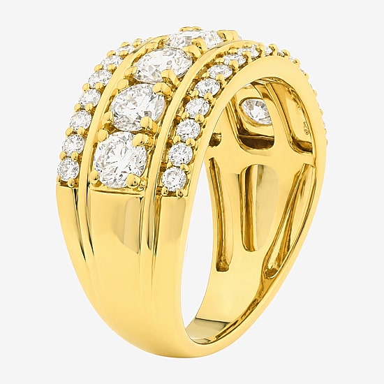 (F / Si2) Womens 2.5MM 2 CT. T.W. Lab Grown White Diamond 14K Gold Over Silver Anniversary Band