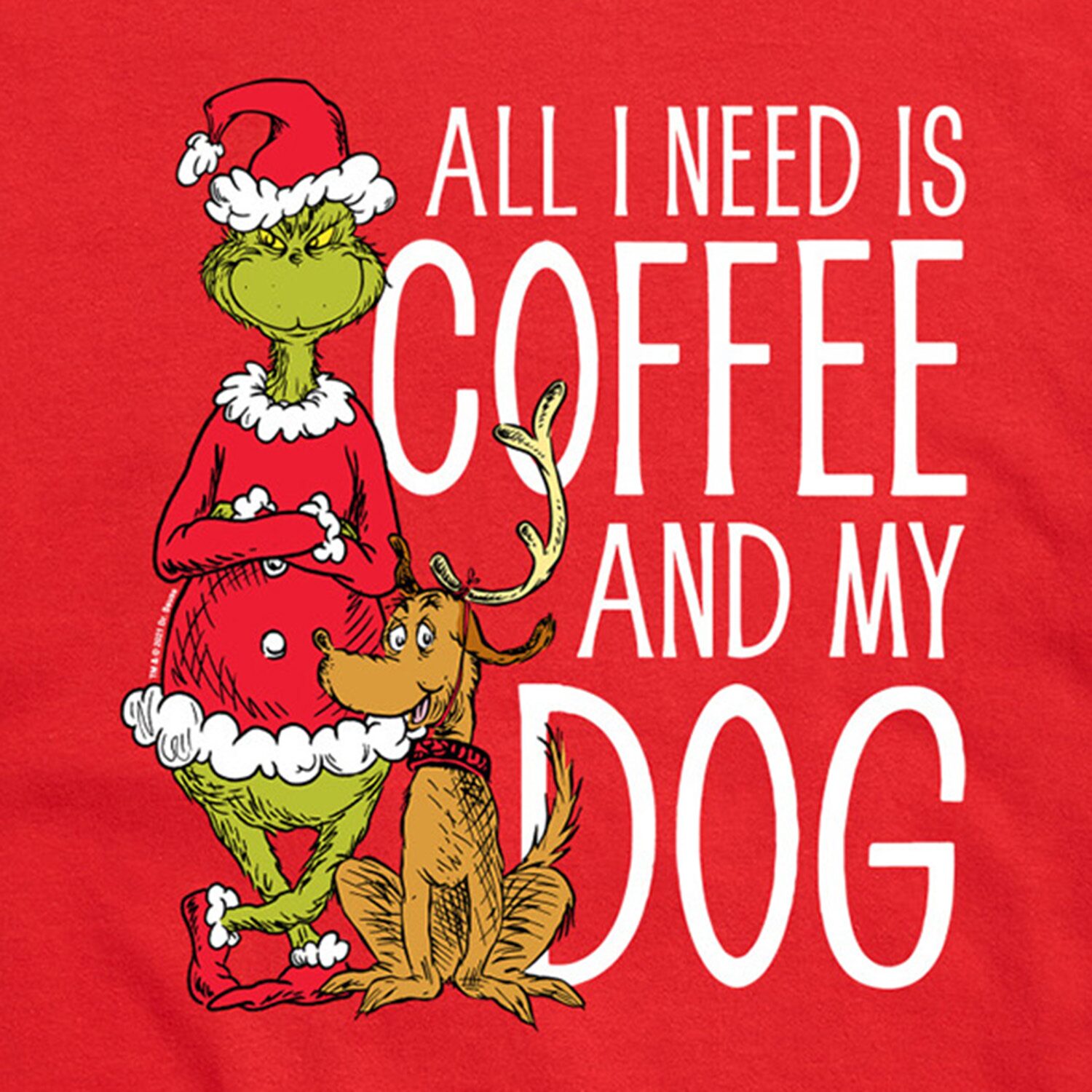 Coffee And My Dog Mens Crew Neck Short Sleeve Regular Fit Grinch Graphic T-Shirt