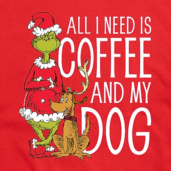 Coffee And My Dog Mens Crew Neck Short Sleeve Regular Fit Grinch Graphic T-Shirt