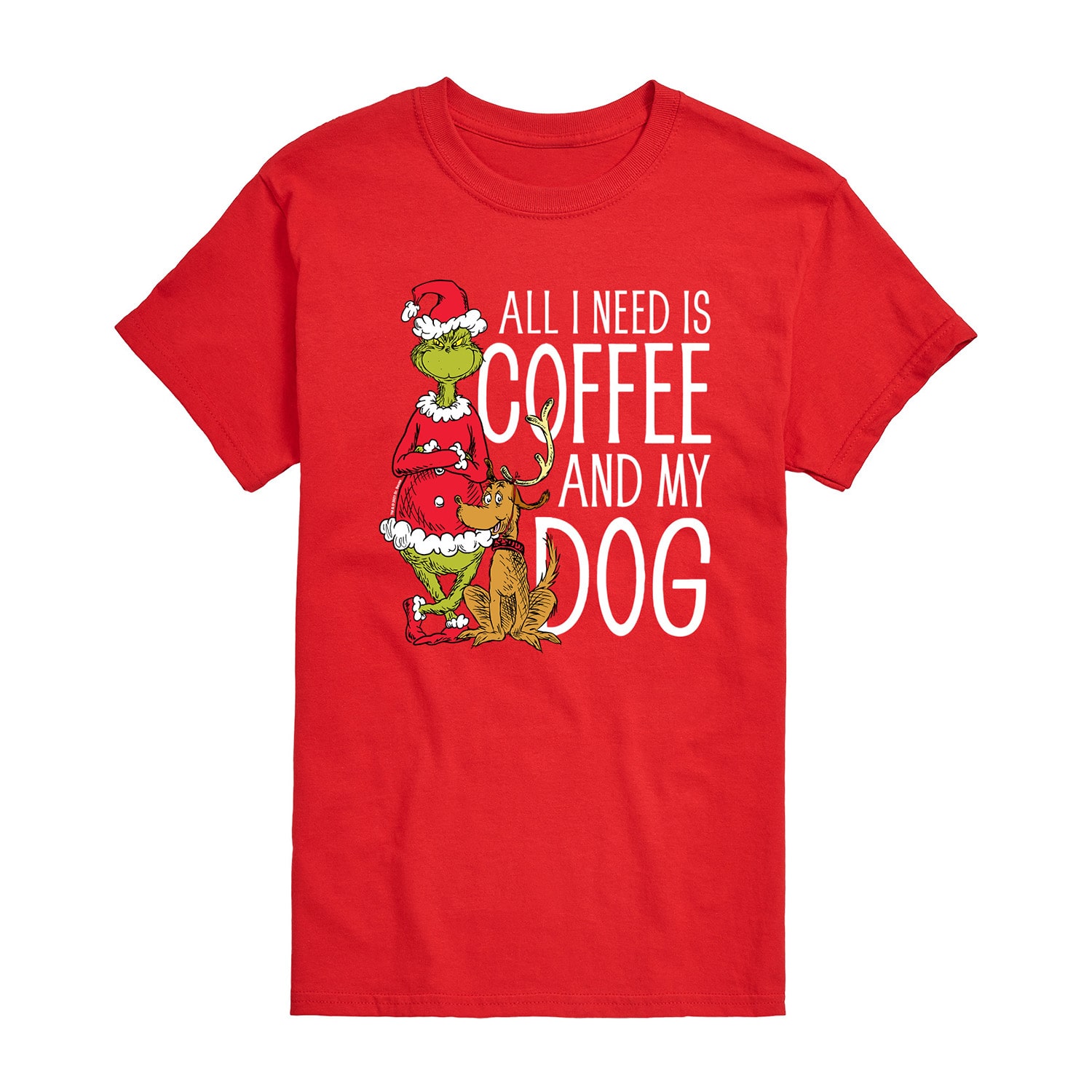 Coffee And My Dog Mens Crew Neck Short Sleeve Regular Fit Grinch Graphic T-Shirt