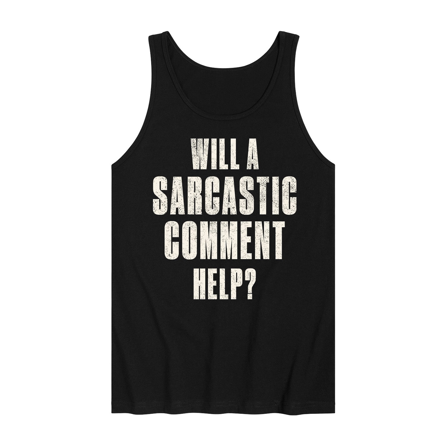 Sarcastic Comment Help Distressed Mens Crew Neck Sleeveless Regular Fit Graphic T-Shirt