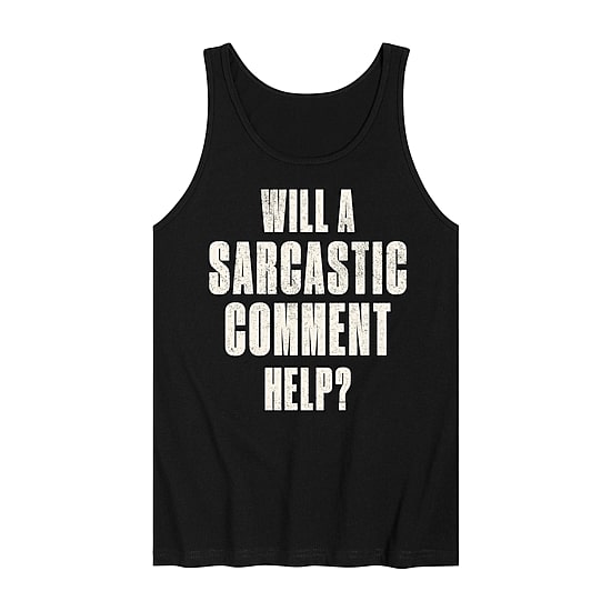 Sarcastic Comment Help Distressed Mens Crew Neck Sleeveless Regular Fit Graphic T-Shirt