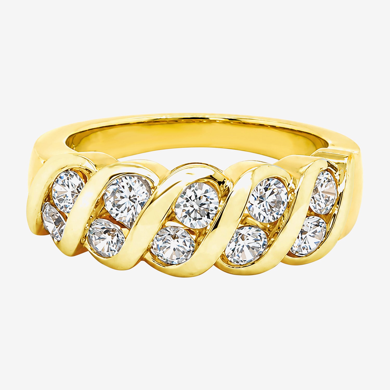 (F / Si2) Womens 1 CT. T.W. Lab Grown White Diamond 14K Gold Over Silver Band