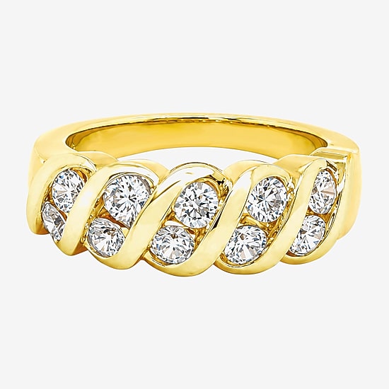 (F / Si2) Womens 1 CT. T.W. Lab Grown White Diamond 14K Gold Over Silver Band