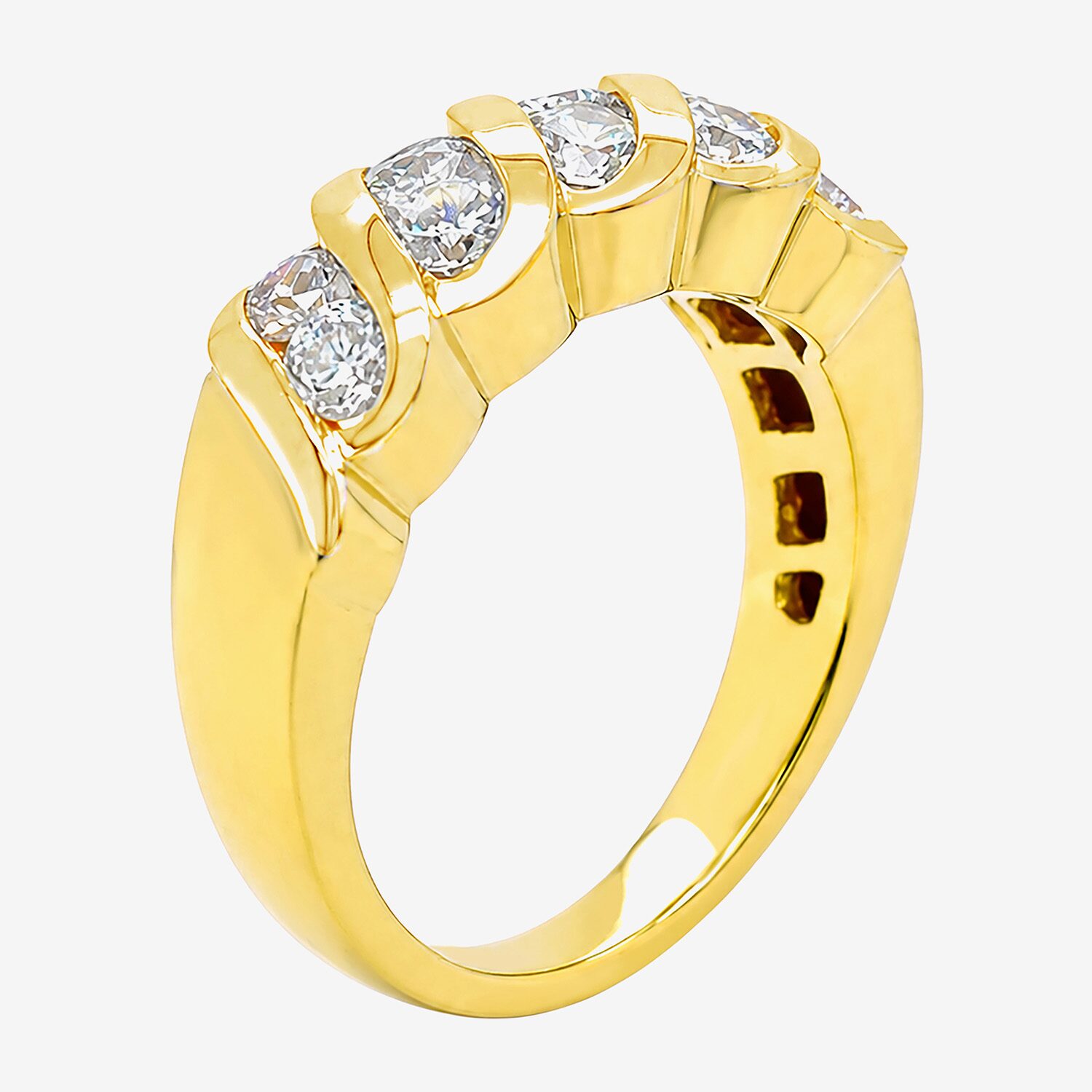 (F / Si2) Womens 1 CT. T.W. Lab Grown White Diamond 14K Gold Over Silver Band
