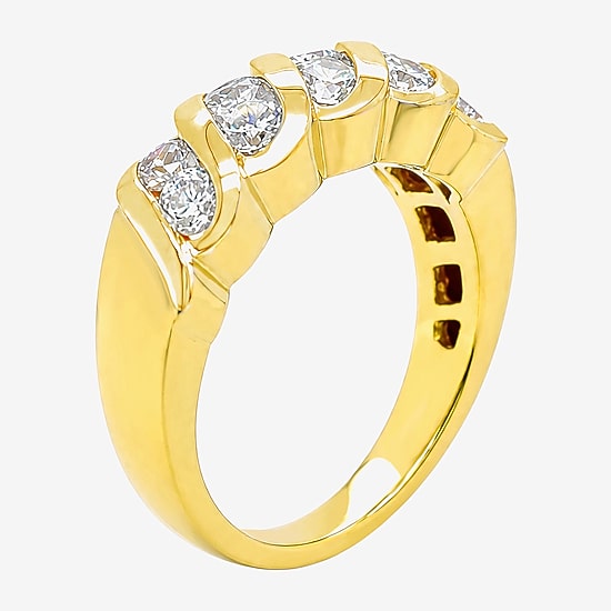 (F / Si2) Womens 1 CT. T.W. Lab Grown White Diamond 14K Gold Over Silver Band