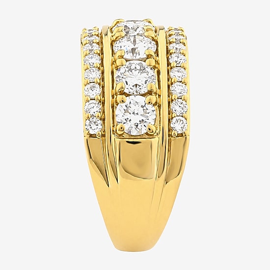(F / Si2) Womens 2.5MM 2 CT. T.W. Lab Grown White Diamond 14K Gold Over Silver Anniversary Band