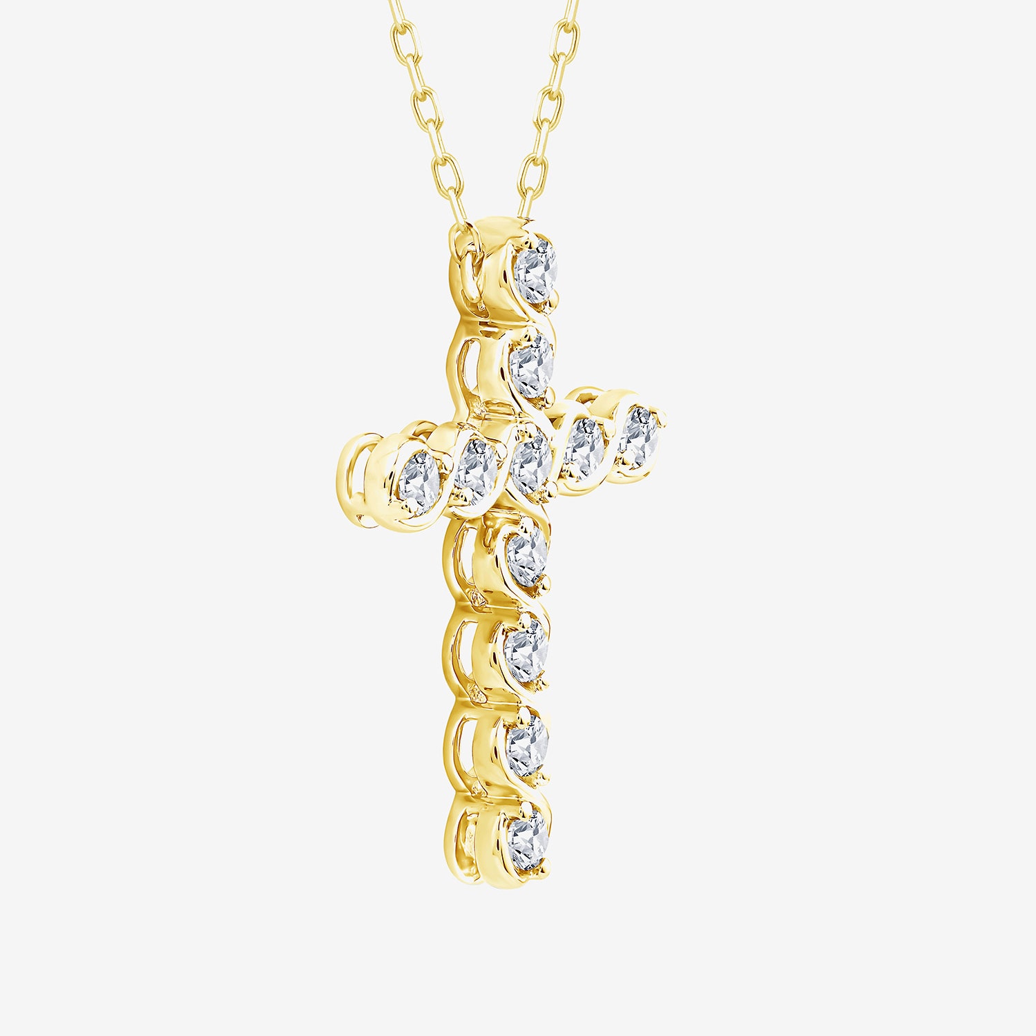 Religious Jewelry (F / Si2) Womens 1/3 CT. T.W. Lab Grown White Diamond 14K Gold Over Silver Cross 18 Inch Pendant Necklace