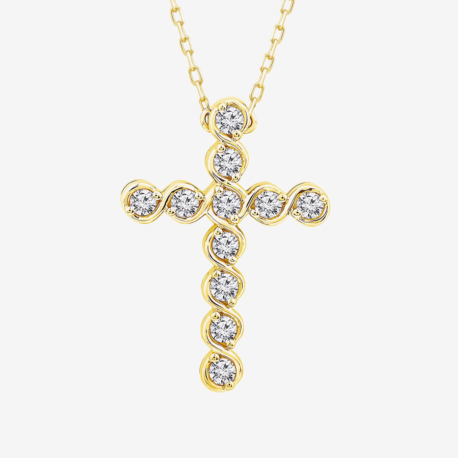 Religious Jewelry (F / Si2) Womens 1/3 CT. T.W. Lab Grown White Diamond 14K Gold Over Silver Cross 18 Inch Pendant Necklace