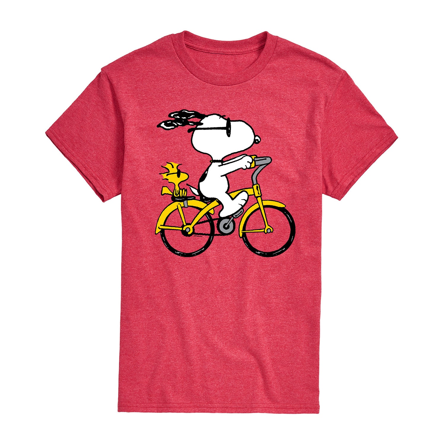Riding Bike Mens Crew Neck Short Sleeve Regular Fit Peanuts Snoopy Graphic T-Shirt