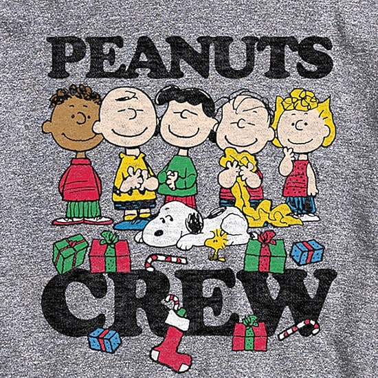 Christmas Crew Distressed Mens Crew Neck Short Sleeve Regular Fit Peanuts Graphic T-Shirt