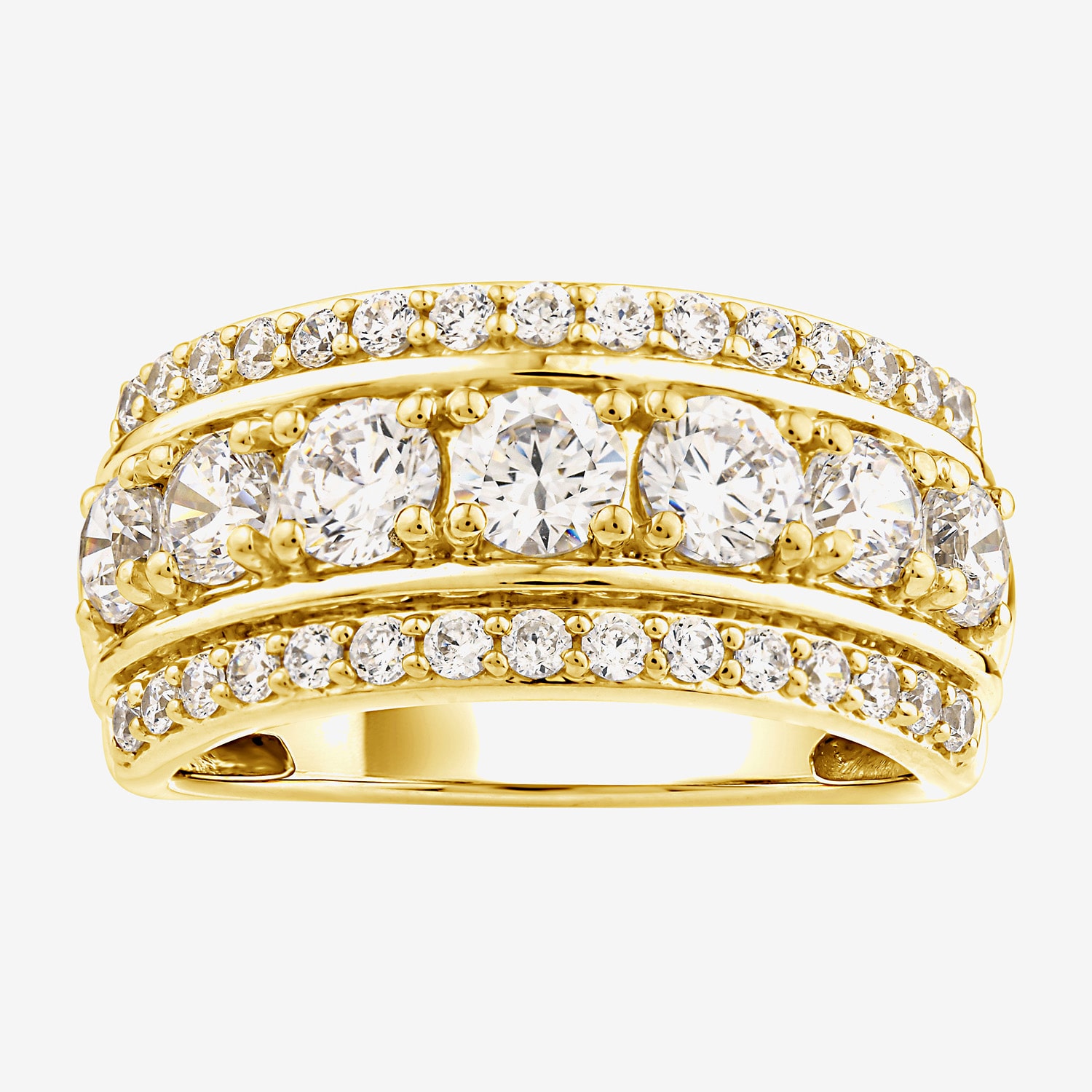 (F / Si2) Womens 2.5MM 2 CT. T.W. Lab Grown White Diamond 14K Gold Over Silver Anniversary Band