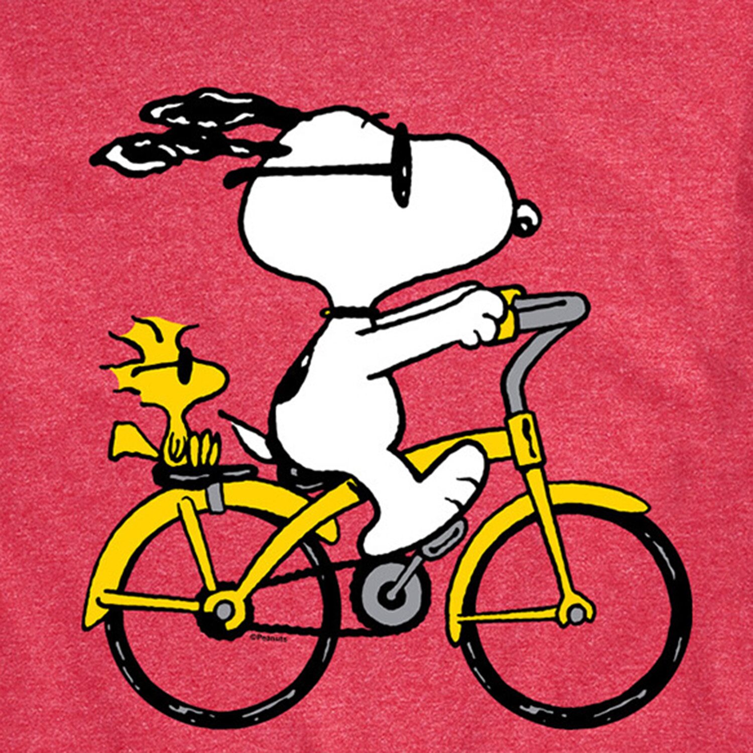 Riding Bike Mens Crew Neck Short Sleeve Regular Fit Peanuts Snoopy Graphic T-Shirt