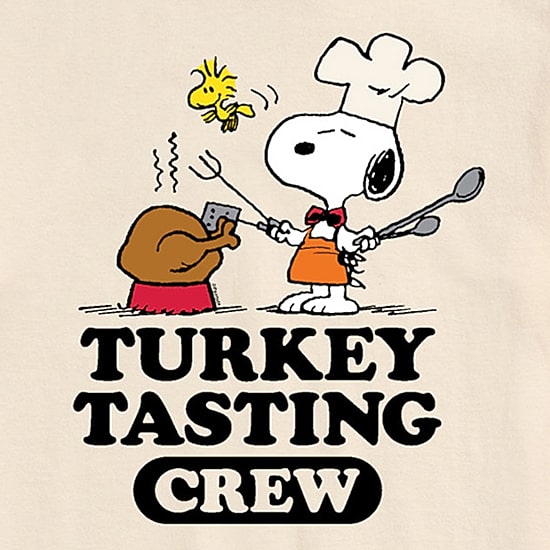 Turkey Tasting Crew Mens Crew Neck Short Sleeve Regular Fit Peanuts Snoopy Graphic T-Shirt
