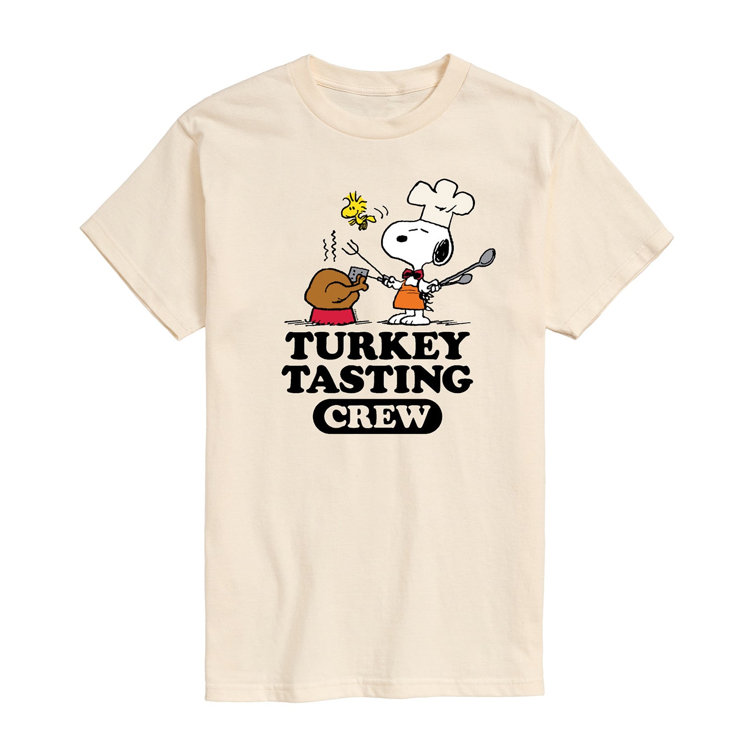 Turkey Tasting Crew Mens Neck Short Sleeve Regular Fit Peanuts Snoopy Graphic T-Shirt