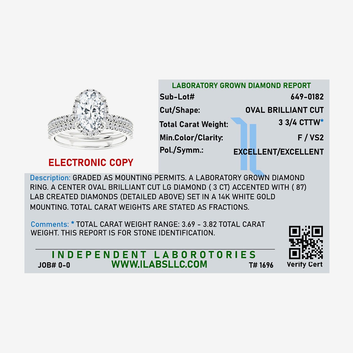 Signature By Modern Bride (F / Vs2) Womens 3 3/4 CT. T.W. Lab Grown White Diamond 10K Gold Oval Side Stone Halo Bridal Set