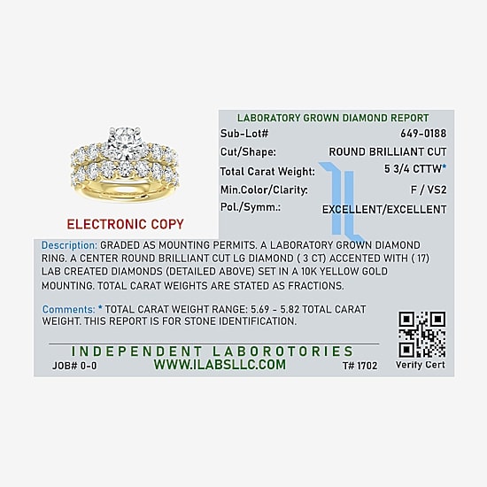 Signature By Modern Bride (F / Vs2) Womens 5 3/4 CT. T.W. Lab Grown White Diamond 10K Gold Round Side Stone Bridal Set