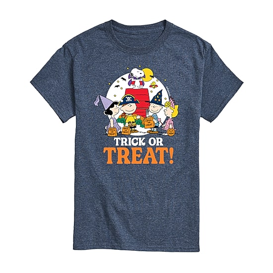 Trick Or Treat Moonlight Mens Crew Neck Short Sleeve Regular Fit Peanuts Snoopy Graphic T-Shirt