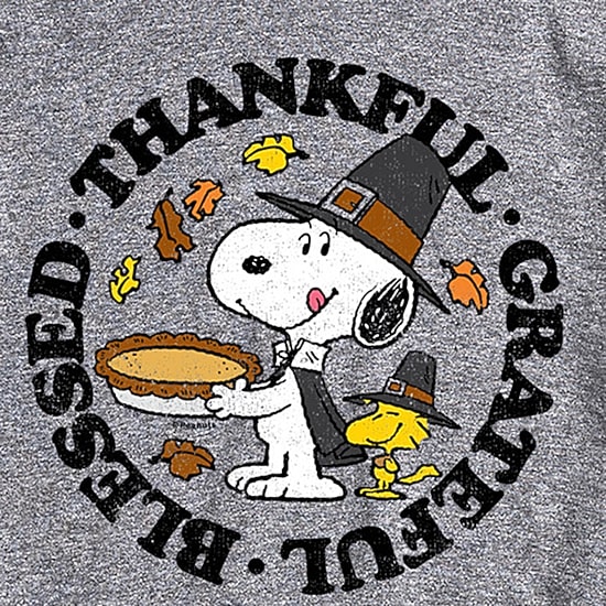 Thankful Grateful Blessed Distressed Mens Crew Neck Short Sleeve Regular Fit Peanuts Snoopy Graphic T-Shirt