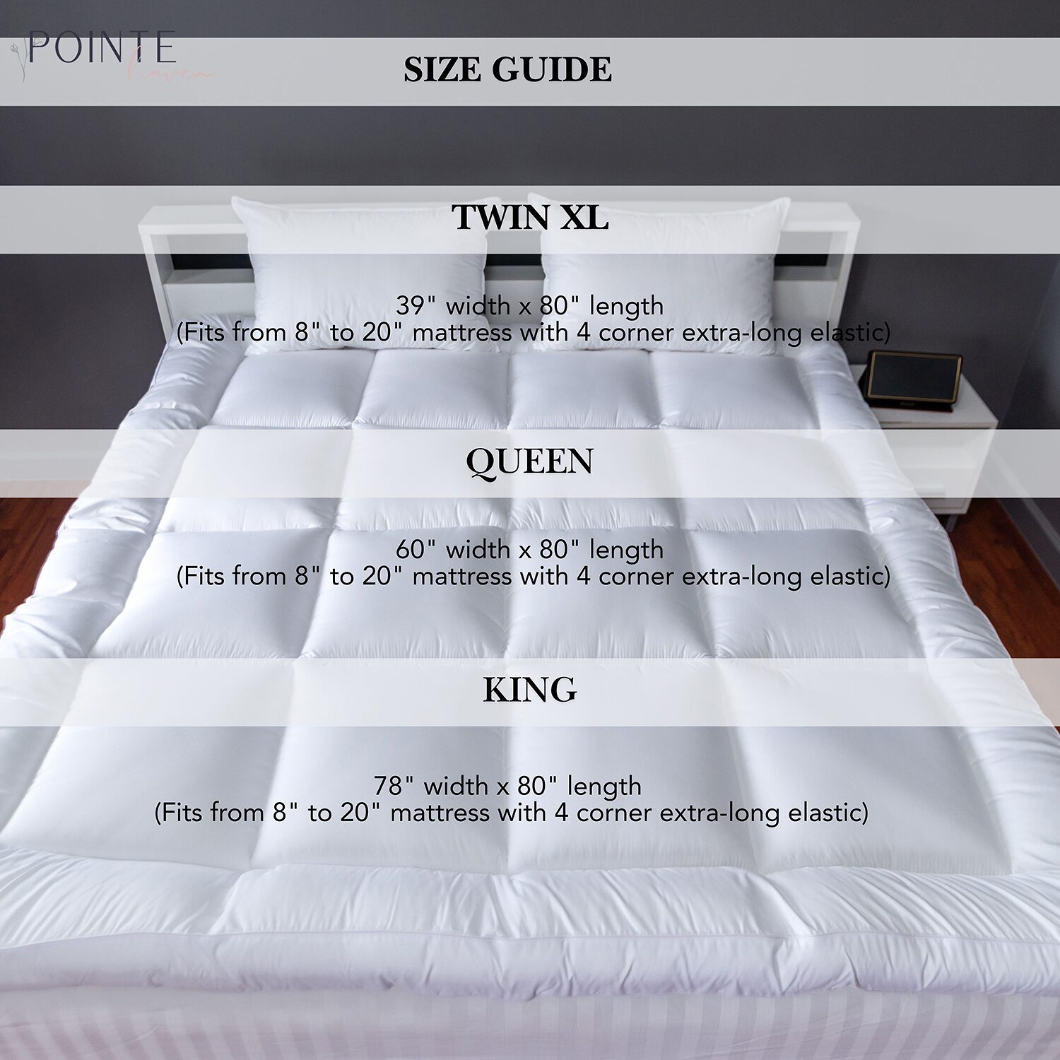 Pointehaven Cotton Percale Hypoallergenic Mattress Topper