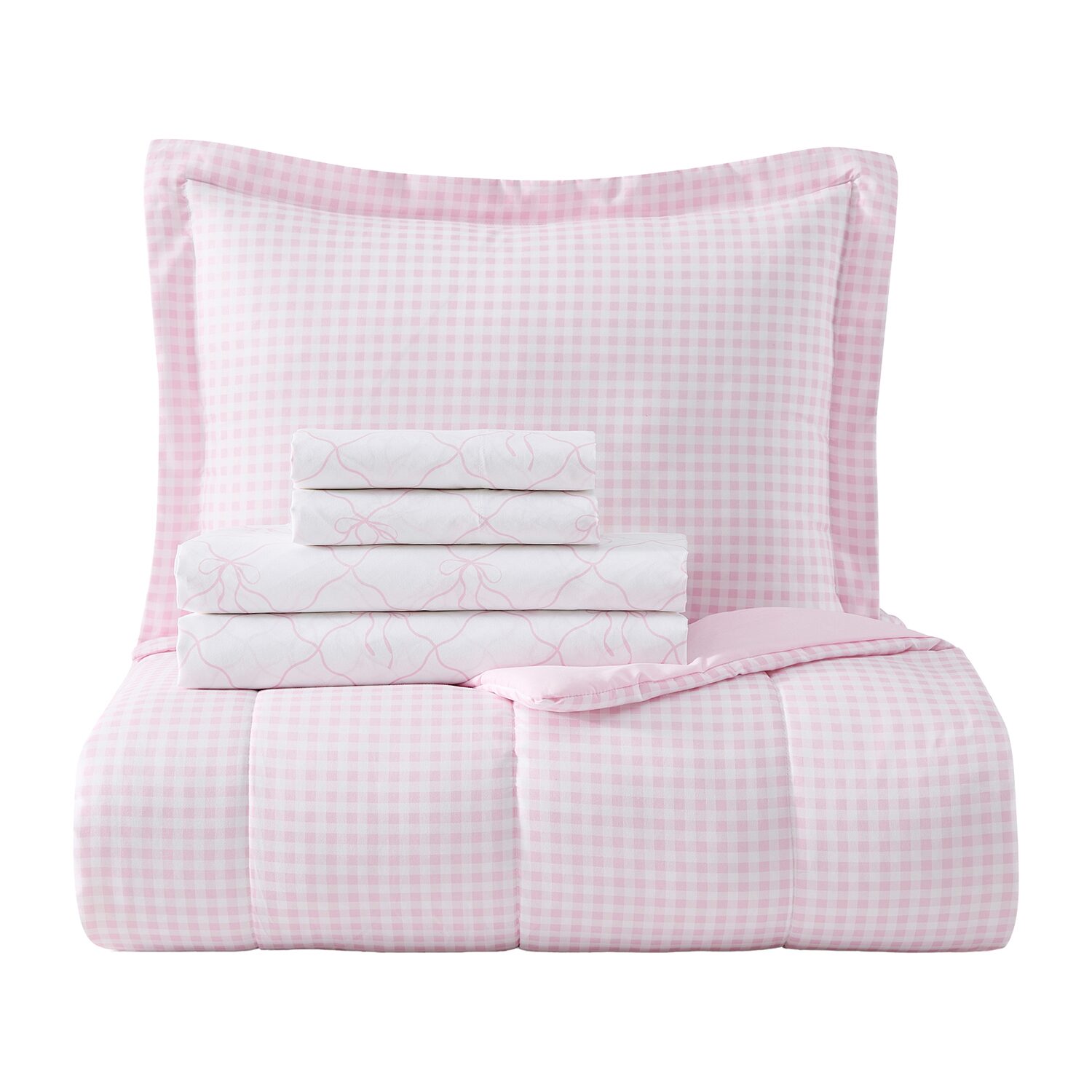 Dream Factory Checkered Bows Comforter Set