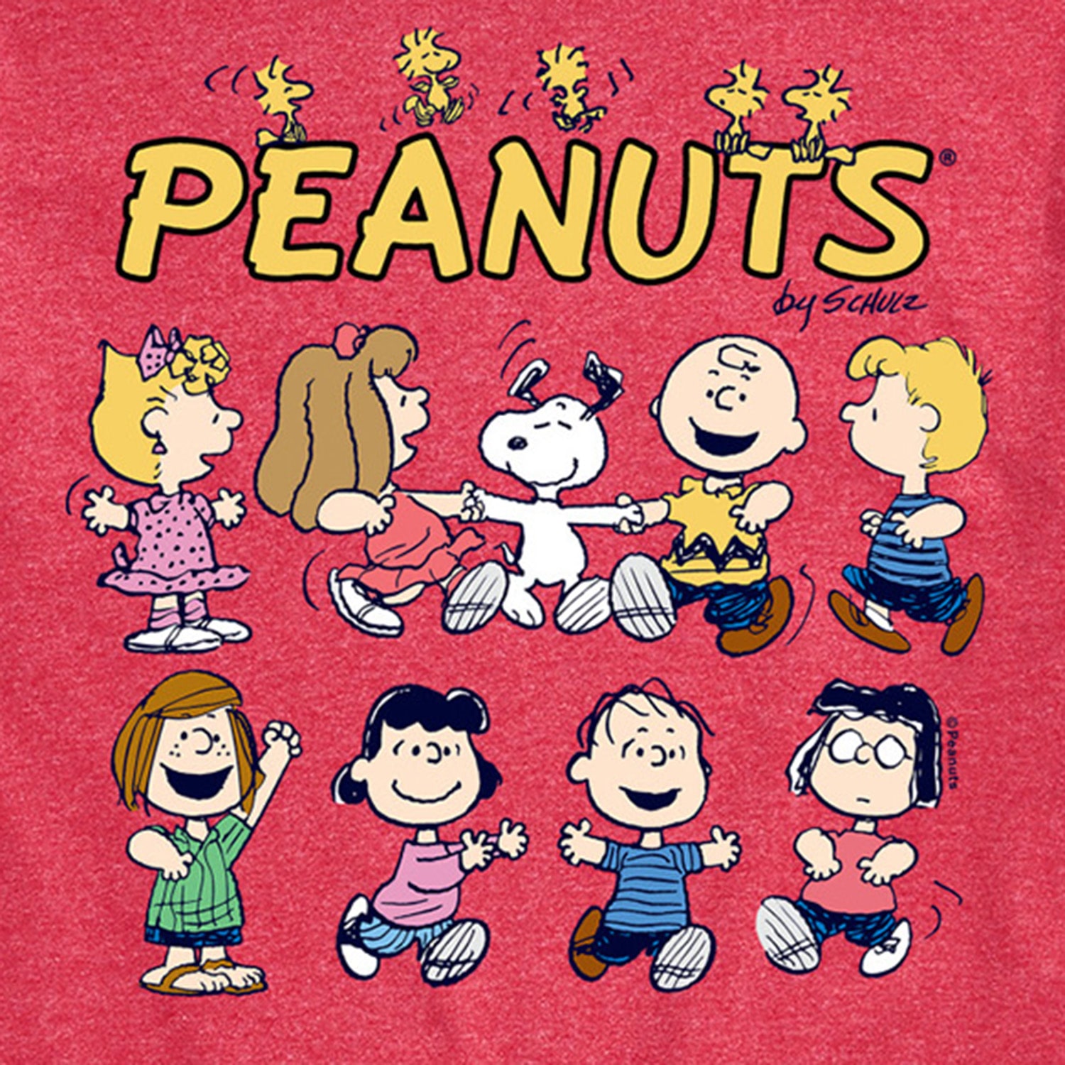 Friends Dancing Mens Crew Neck Short Sleeve Regular Fit Peanuts Graphic T-Shirt