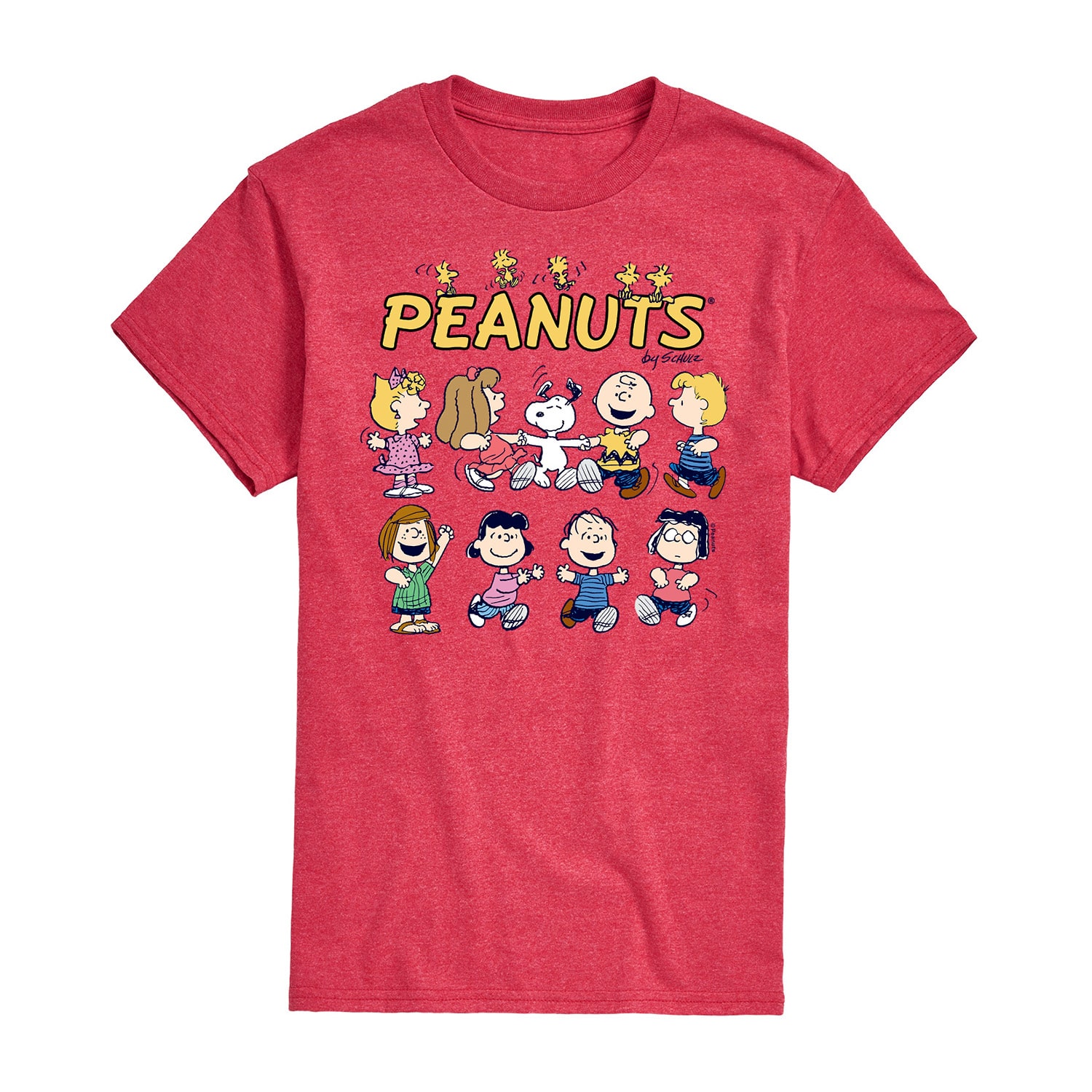 Friends Dancing Mens Crew Neck Short Sleeve Regular Fit Peanuts Graphic T-Shirt