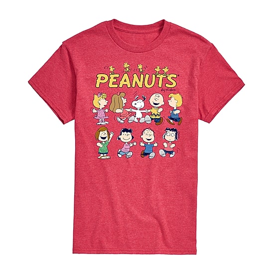 Friends Dancing Mens Crew Neck Short Sleeve Regular Fit Peanuts Graphic T-Shirt