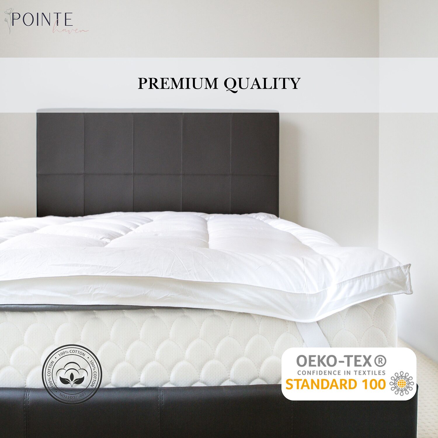 Pointehaven Cotton Percale Hypoallergenic Mattress Topper
