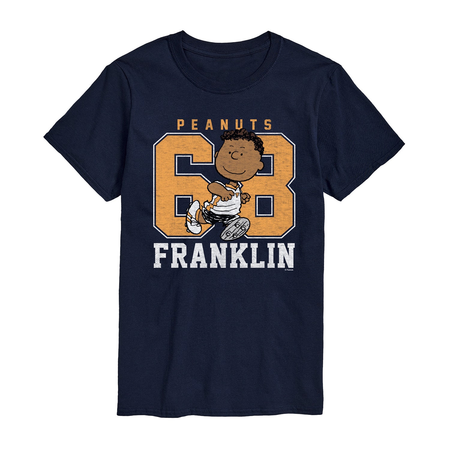 Franklin Sports Distressed Mens Crew Neck Short Sleeve Regular Fit Peanuts Graphic T-Shirt